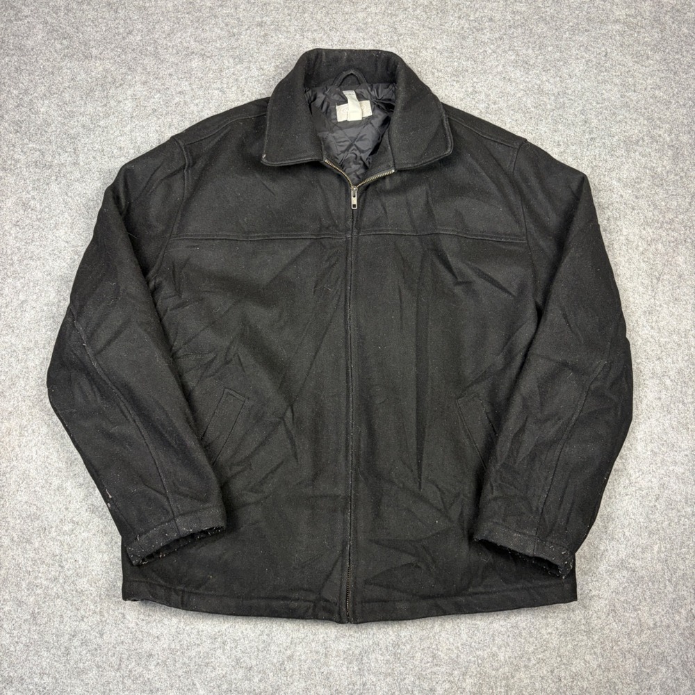 Old Navy Collection Mens Black Wool Blend Full Zip Quilted Lined Jacket Large